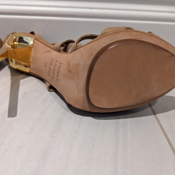 Herve Leger straps high heels Sandal Shoes in Beige with gold heel size 38 - Picture 7 of 10